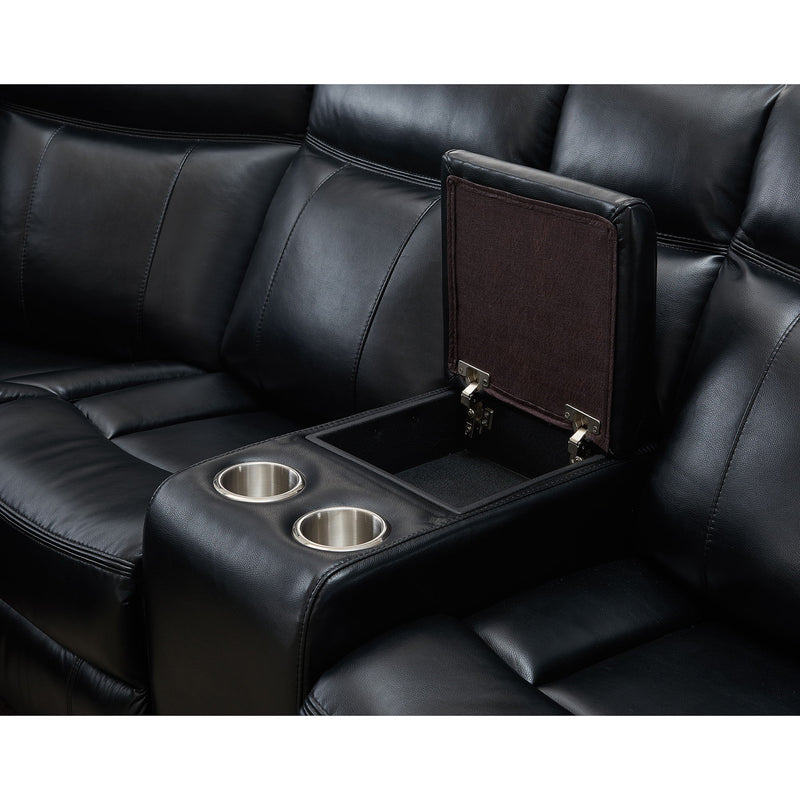 Jupiter - Leather Sectional - Black - R&R Furniture Gallery (Fountain Valley, CA)