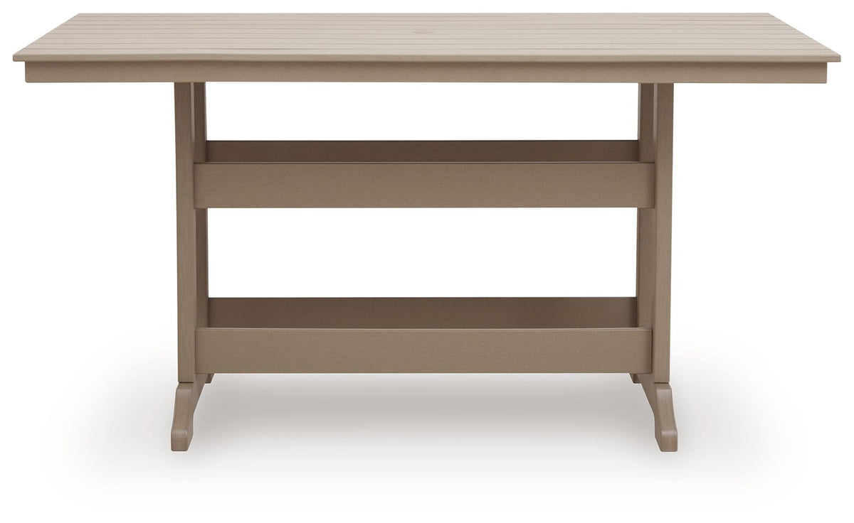 Seacliff Beach - Rectangular Counter Height Dining Table With Umbrella Option - Medium Brown - R&R Furniture Gallery (Fountain Valley, CA)