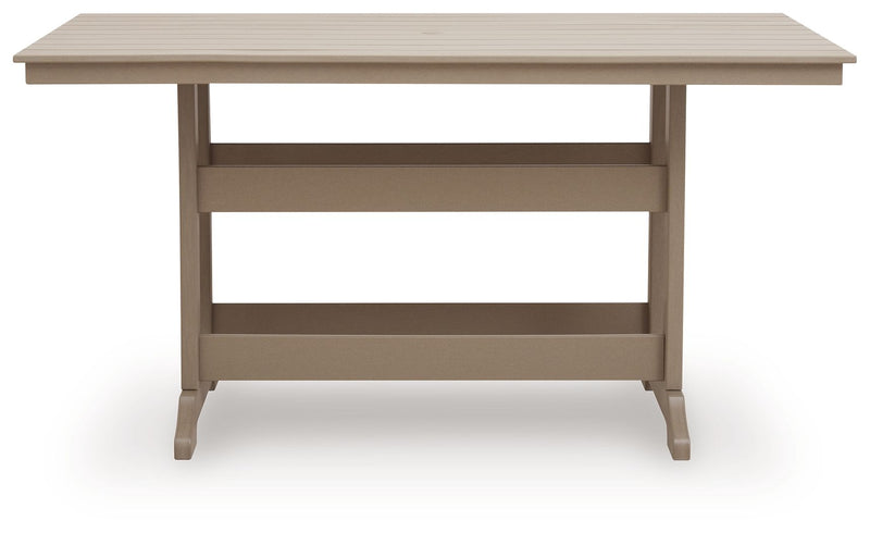 Seacliff Beach - Rectangular Counter Height Dining Table With Umbrella Option - Medium Brown - R&R Furniture Gallery (Fountain Valley, CA)