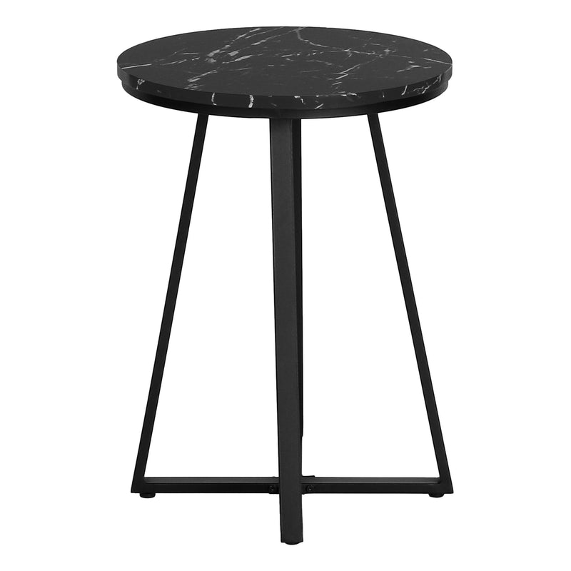 Accent Table, Side, Round Marble Look Contemporary & Modern - Black - R&R Furniture Gallery (Fountain Valley, CA)