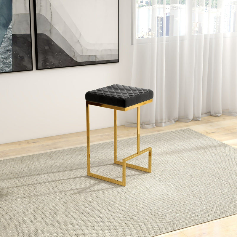 Joel - Upholstered Stool - Black / Gold - R&R Furniture Gallery (Fountain Valley, CA)