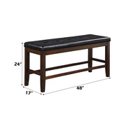 Urbana - Counter Height Bench - Black Synthetic Leather & Espresso - R&R Furniture Gallery (Fountain Valley, CA)