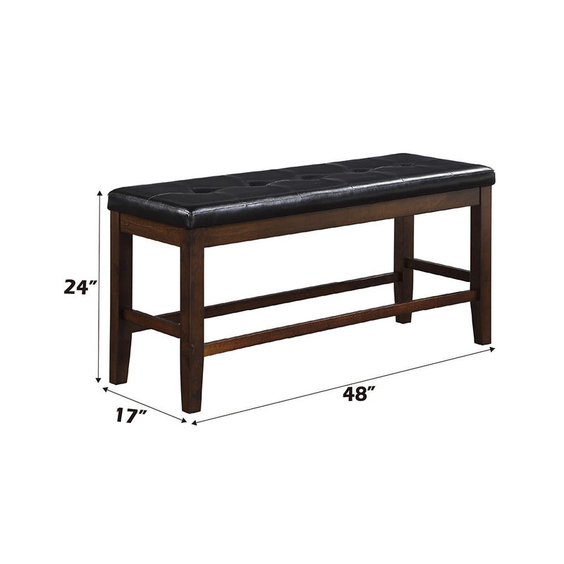 Urbana - Counter Height Bench - Black Synthetic Leather & Espresso - R&R Furniture Gallery (Fountain Valley, CA)