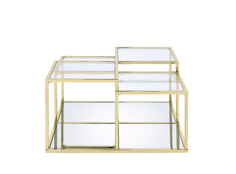 Uchenna - Coffee Table - Clear Glass & Gold - R&R Furniture Gallery (Fountain Valley, CA)