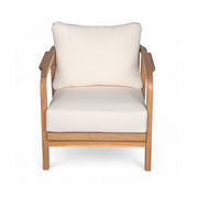 Outdoor Lounge Chair With Woven Backrest, Solid Wood Frame, Comfortable Cushions - R&R Furniture Gallery (Fountain Valley, CA)