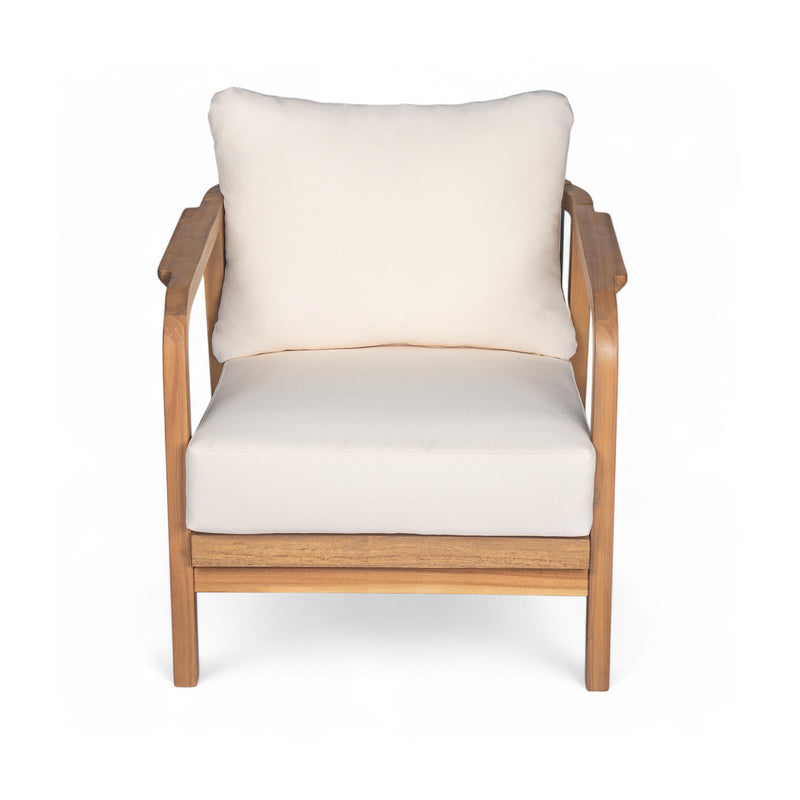 Outdoor Lounge Chair With Woven Backrest, Solid Wood Frame, Comfortable Cushions - R&R Furniture Gallery (Fountain Valley, CA)