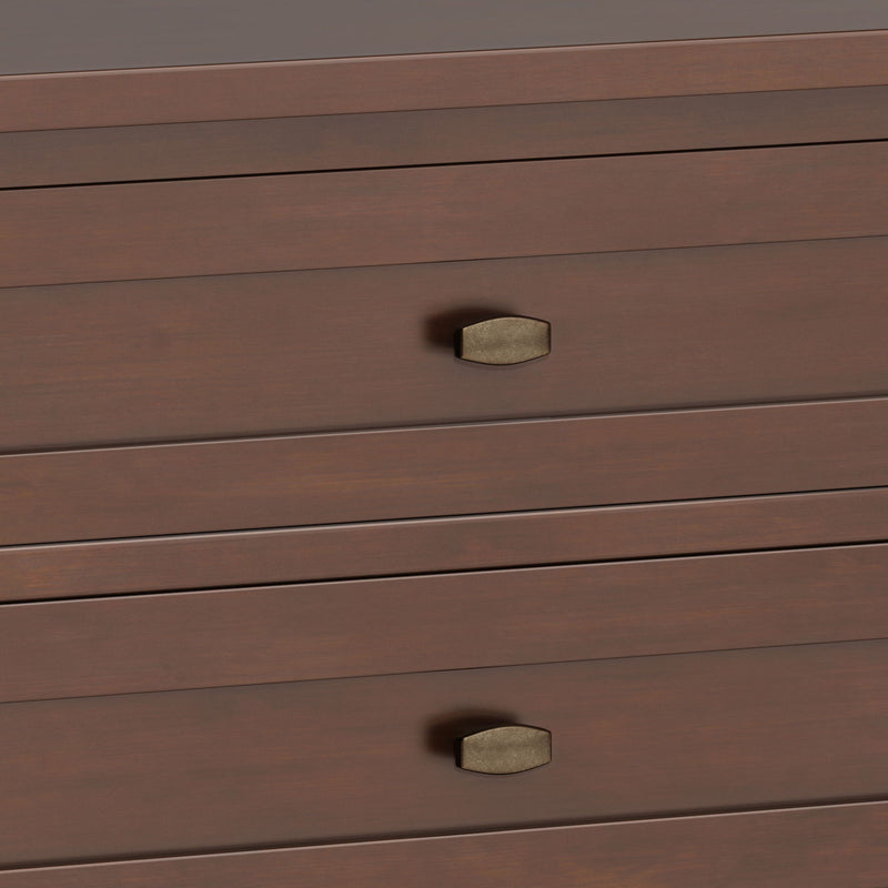 Handcrafted Warm Shaker bedside table by Simpli-Home, accent nightstand with wood finish and storage drawer.