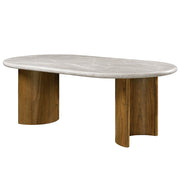 Darcy - Dining Table - Natural Marble Top & Dark Walnut - R&R Furniture Gallery (Fountain Valley, CA)