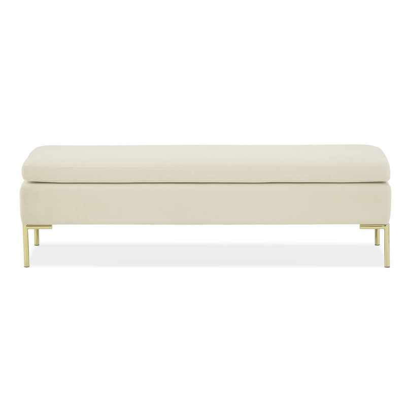 Signature Beds & Benches - Zennia Velvet Accent Bench - Ivory / Gold - R&R Furniture Gallery (Fountain Valley, CA)