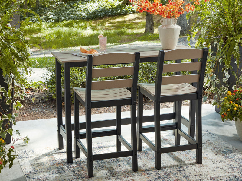 Shoreline Beach - Outdoor Counter Table And 2 Barstools (Set of 3) - Black / Beige - R&R Furniture Gallery (Fountain Valley, CA)