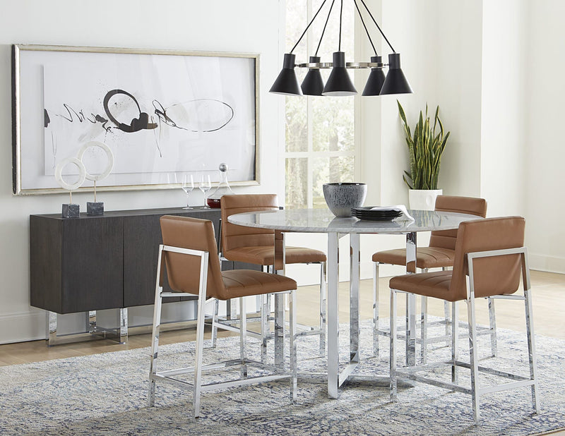 Amalfi Metal Back Bar Stool in Cognac Leather