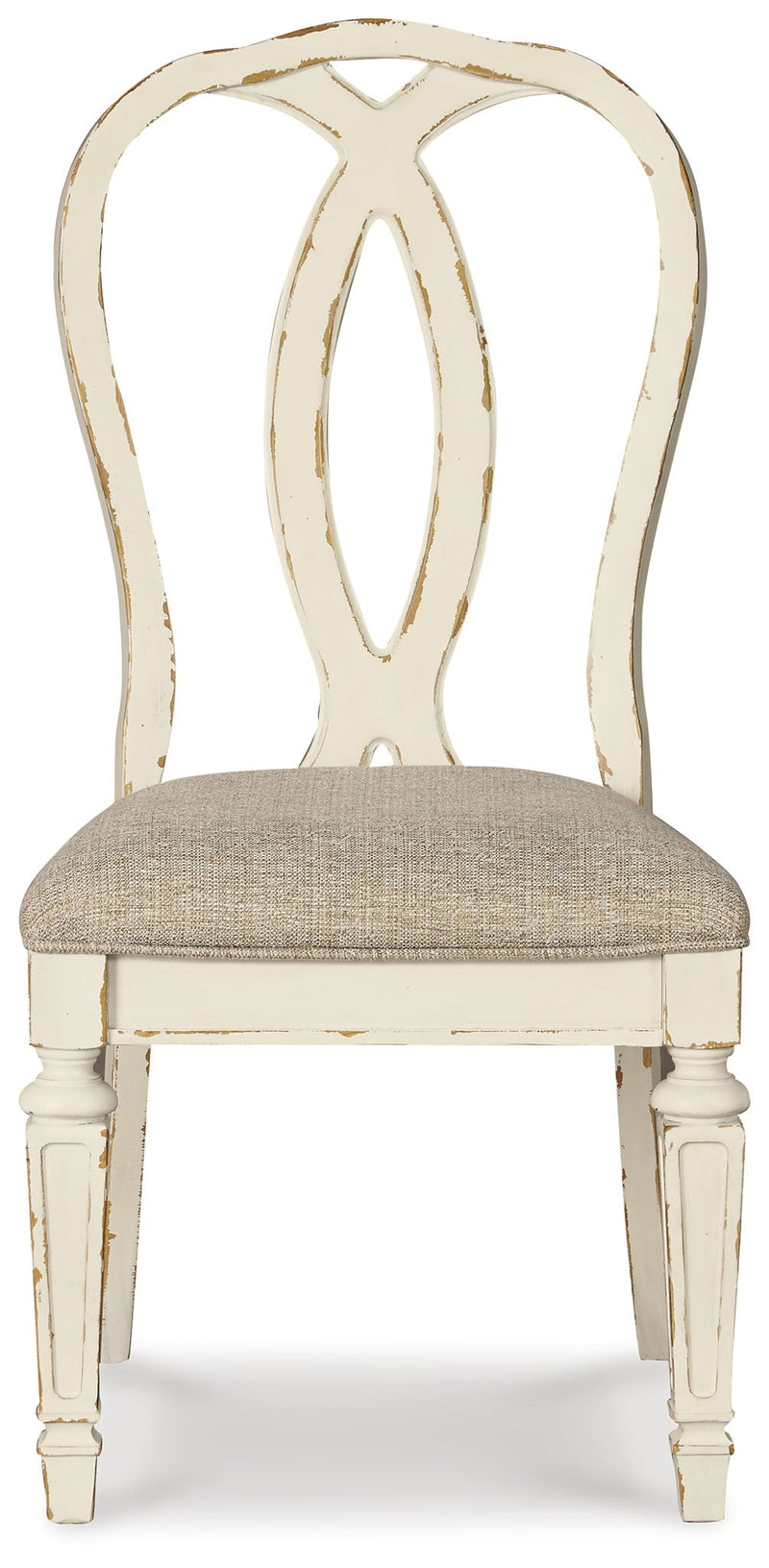 Realyn - Dining UPH Side Chair (Set of 2) - Ribbonback - Chipped White - R&R Furniture Gallery (Fountain Valley, CA)