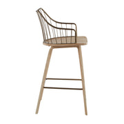 Lumi Source Winston farmhouse counter stool with wooden seat and metal legs, 24-27 inch height, rustic style for kitchen or bar area