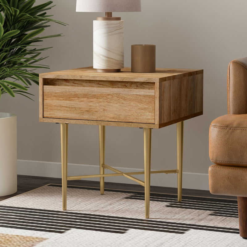 Fallon - End Table With Drawer - Natural - R&R Furniture Gallery (Fountain Valley, CA)