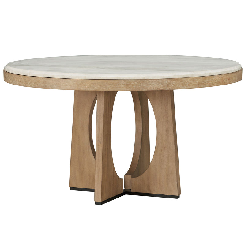 Escape - Round Dining Table - Glazed Natural Oak / Black Metal Trim - R&R Furniture Gallery (Fountain Valley, CA)