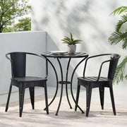 Noble House Yearn 3-piece outdoor bistro set with table and two chairs, ideal for patio or garden seating.