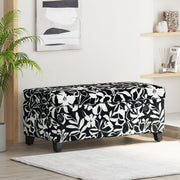 Luxury Storage Ottoman With Floral Patterned Fabric, Soft-Close Hinges, Multi Functional - R&R Furniture Gallery (Fountain Valley, CA)