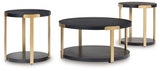 Shylore - Occasional Table Set (Set of 3) - Black / Brass Finish - R&R Furniture Gallery (Fountain Valley, CA)