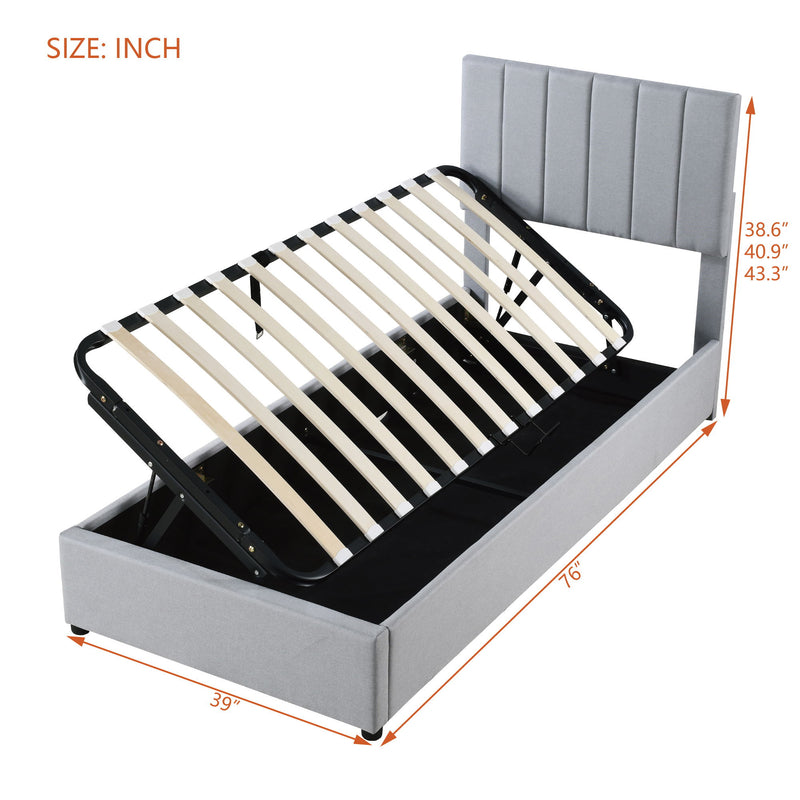 Upholstered Platform Bed With A Hydraulic Storage System - R&R Furniture Gallery (Fountain Valley, CA)
