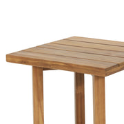 Noble House Ella square side table with cross stretcher base, featuring a sleek wooden top and modern design.