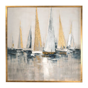 Blue nautical-themed canvas art by Uttermost featuring maritime imagery, perfect for coastal or nautical decor.