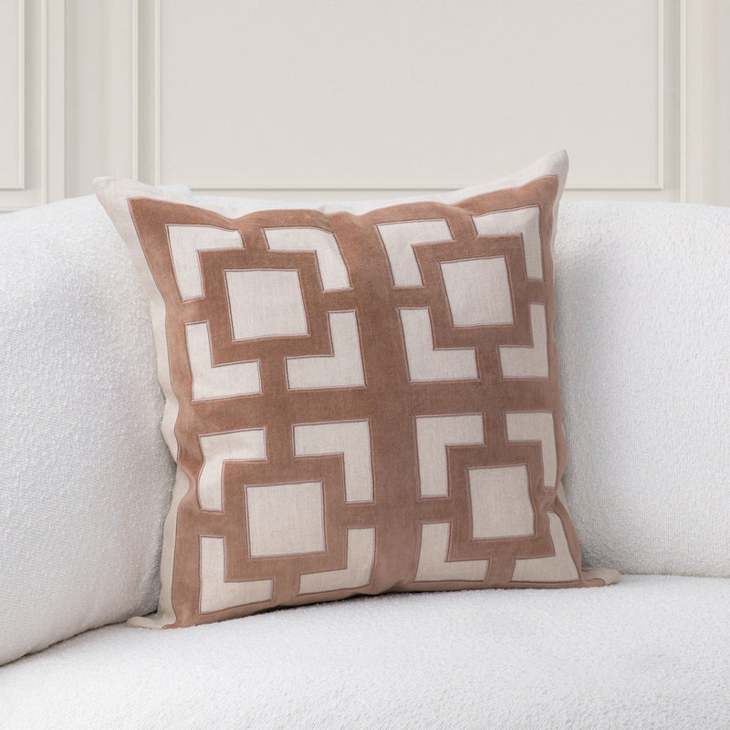Classic Home Corbin accent pillow with textured fabric and neutral tones, ideal for decorative living room or bedroom accent.