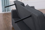 Cody II - Convertible Sleeper Loveseat With Cup Holder, Charging Ports and Pocket - Dark Gray - R&R Furniture Gallery (Fountain Valley, CA)