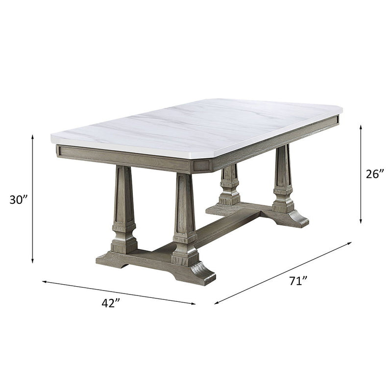 Zumala - Dining Table - Marble Top & Weathered Oak - R&R Furniture Gallery (Fountain Valley, CA)