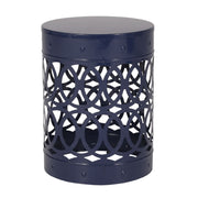 Large outdoor metal end table with a modern design, featuring a sleek round top and sturdy legs by Noble House.