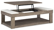 Loyaska - Lift Top Cocktail Table - Grayish Brown / White - R&R Furniture Gallery (Fountain Valley, CA)