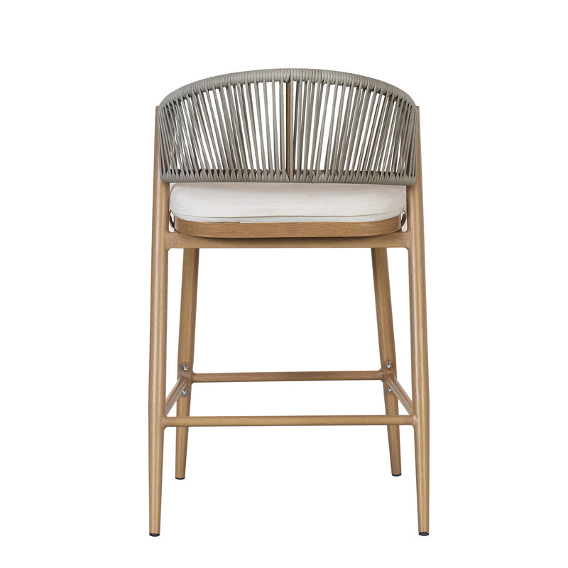 Outdoor 26" Counter Height Metal Frame Counter Stools With Scallop Shaped Backrest & Water Resistant Cushions - R&R Furniture Gallery (Fountain Valley, CA)