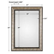 Uttermost Shefford wall mirror with antiqued silver finish, featuring a sleek, modern design perfect for contemporary home decor.