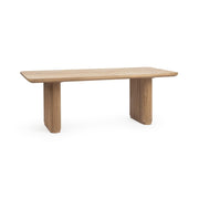 Classic Home Vander oak wood 84-inch dining table with sturdy legs and smooth tabletop, ideal for modern dining rooms.