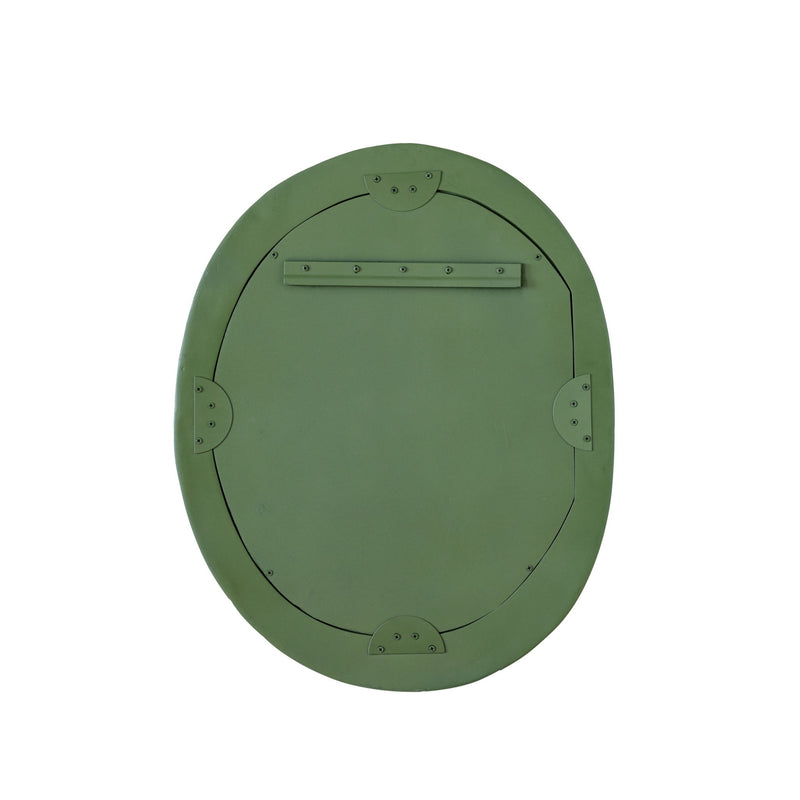 Forest green 22x28 inch ribbed fiberglass wall mirror by TOV Furniture with thick frame and modern design.
