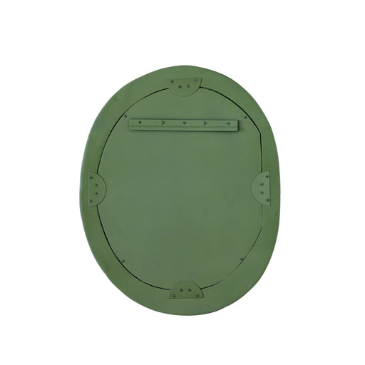 Forest green 22x28 inch ribbed fiberglass wall mirror by TOV Furniture with thick frame and modern design.