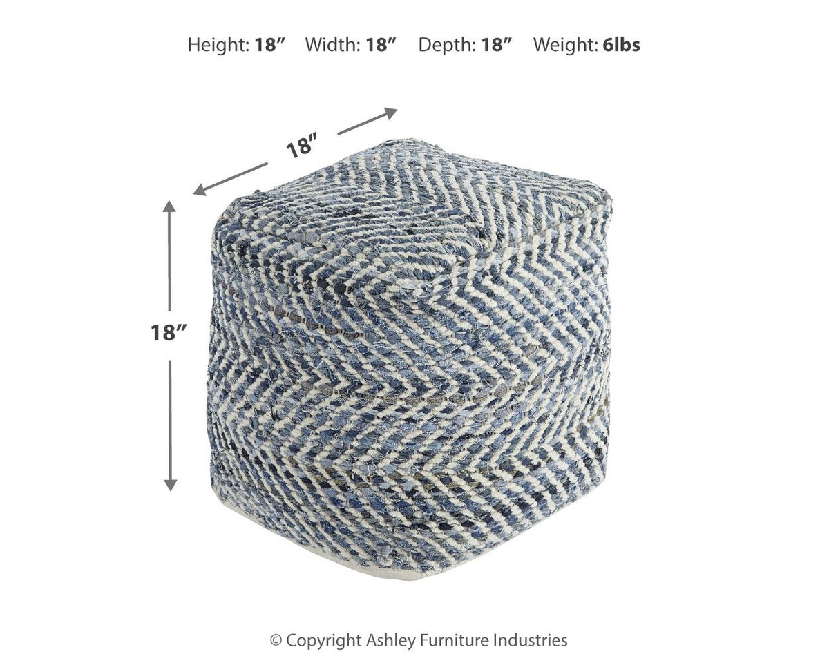 Chevron - Pouf - Blue - R&R Furniture Gallery (Fountain Valley, CA)