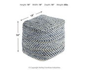 Chevron - Pouf - Blue - R&R Furniture Gallery (Fountain Valley, CA)