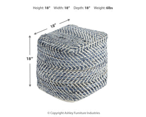 Chevron - Pouf - Blue - R&R Furniture Gallery (Fountain Valley, CA)