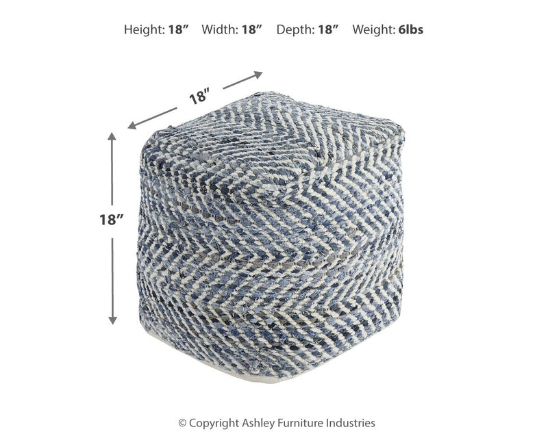 Chevron - Pouf - Blue - R&R Furniture Gallery (Fountain Valley, CA)