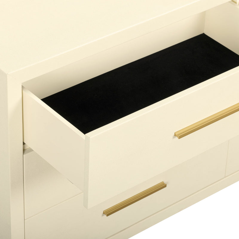 Dani - Faux Shagreen 6-Drawer Dresser - Cream