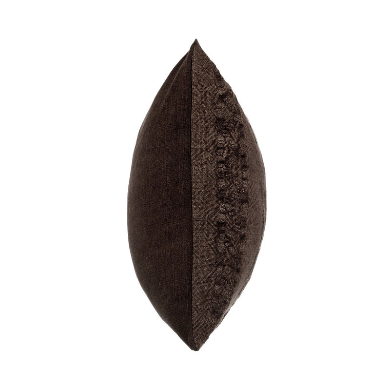 Abbey Sierra Brown 22x22 inch accent pillow by Classic Home with textured fabric and decorative design.
