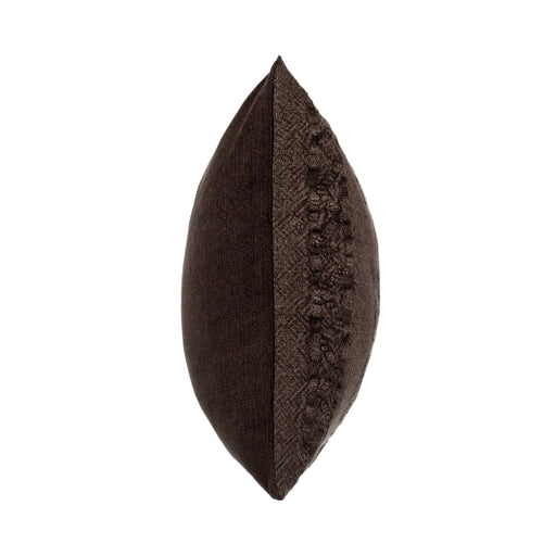 Abbey Sierra Brown 22x22 inch accent pillow by Classic Home with textured fabric and decorative design.