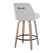 Lumi Source Hannah transitional fixed height counter stool set with swivel seats and round footrests, black finish, two stools included.