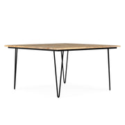 Simpli-Home Hunter square tabletop dining table with wooden finish, perfect for modern dining spaces.