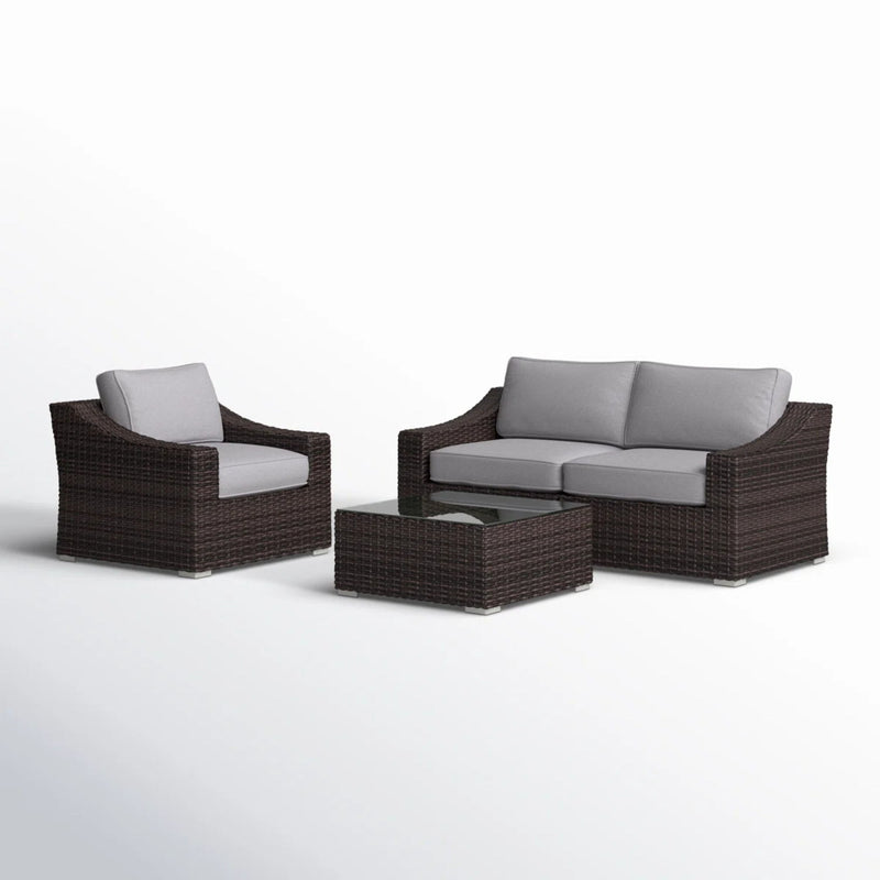 Outdoor Wicker Conversation Set With Cushions, All Weather - R&R Furniture Gallery (Fountain Valley, CA)