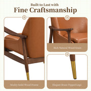 Mid - Century Accent Chair With Cushioned Seat, Brass Tipped Legs - R&R Furniture Gallery (Fountain Valley, CA)
