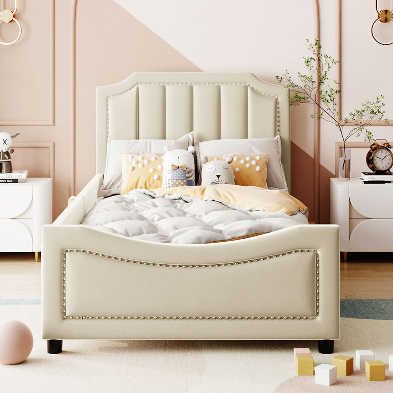 Upholstered Daybed With Classic Stripe Shaped Headboard - R&R Furniture Gallery (Fountain Valley, CA)
