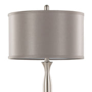 Set of two Lumi Source Joan contemporary table lamps with nickel and gray satin finishes, featuring sleek modern design.
