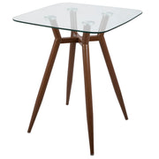 Lumi Source Clara mid-century modern square counter table with sleek wooden finish and tapered legs, perfect for contemporary dining spaces.