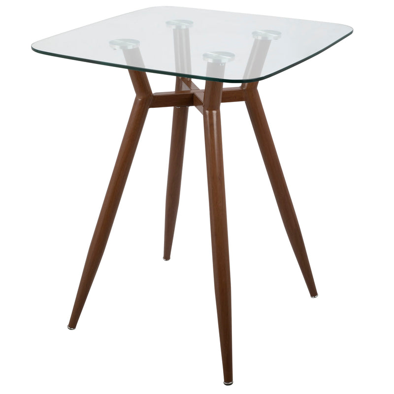 Lumi Source Clara mid-century modern square counter table with sleek wooden finish and tapered legs, perfect for contemporary dining spaces.